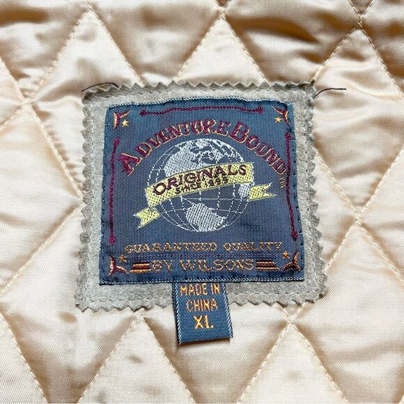 VTG Adventure Bound Wilsons Leather Suede Faux Fur Cropped Bomber Jacket XL - Picture 4 of 15